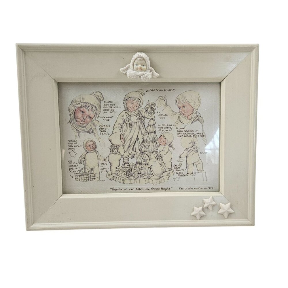 Department 56 Snowbabies Picture Frame Print 1997 Friendship Club Cream Pierro